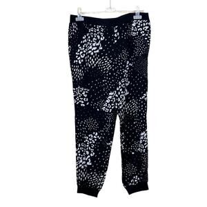 Tibi black print silk‎ joggers, large, NWT, alternative, whimsical, flowy